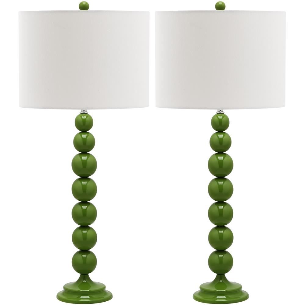 Safavieh LIT4090G JENNA STACKED BALL (SET OF 2) GREEN BASE AND NECK TABLE LAMP